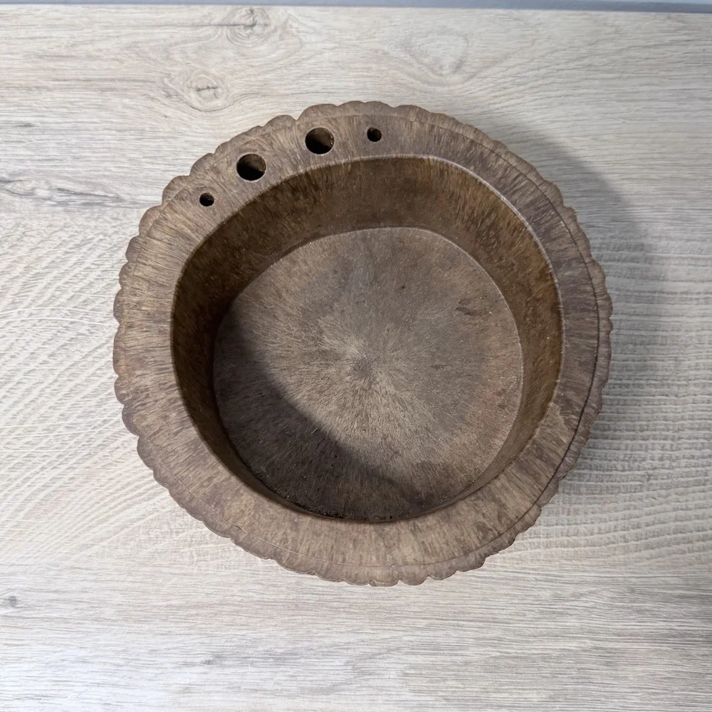 Nutcracker Set Faux Wood Bowl Plastic Nut Picks Cracker‎ Mid Century Style